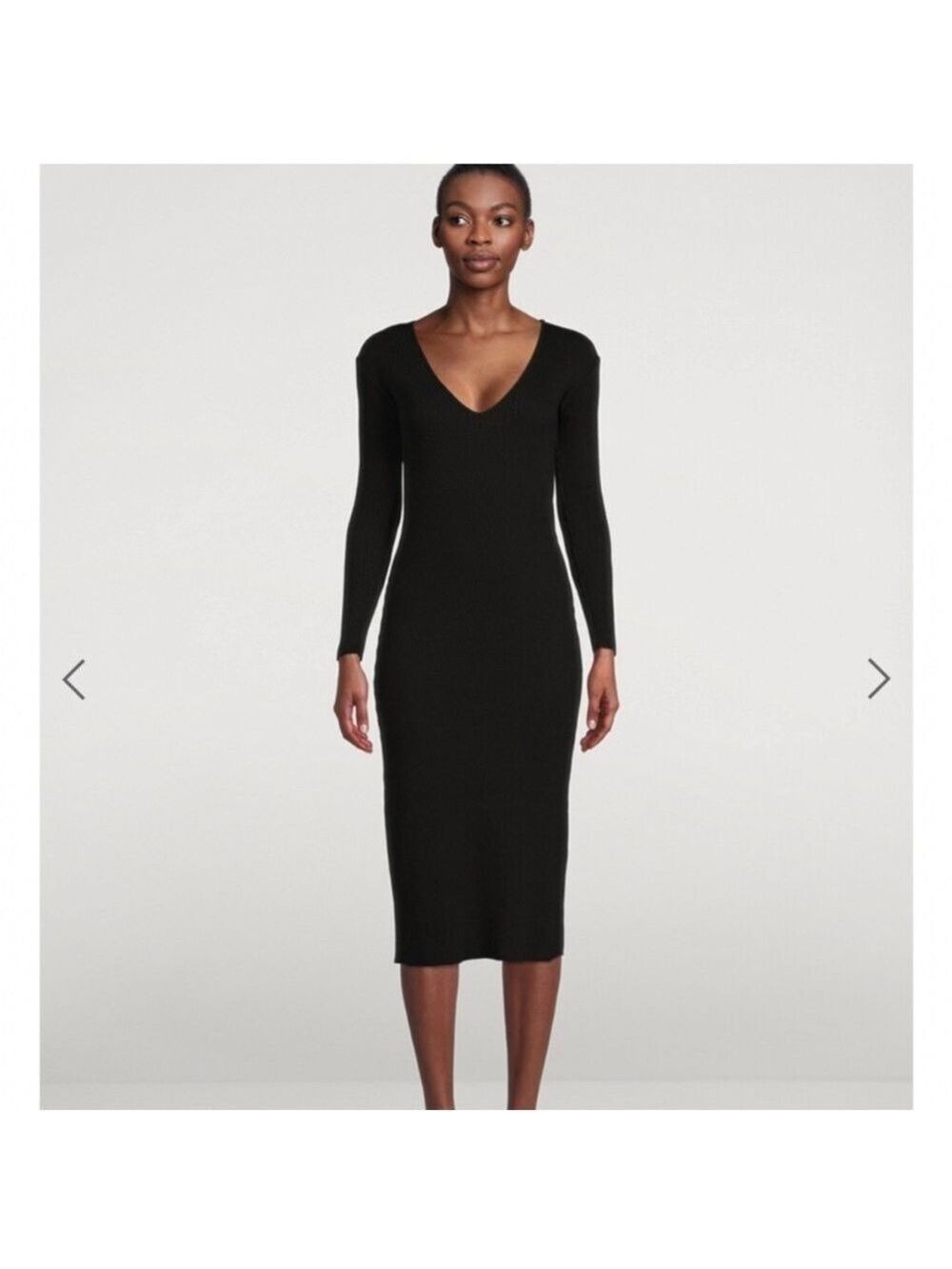 Vince Black Classic Long Sleeve Knit V-Neck Dress size Extra Large
